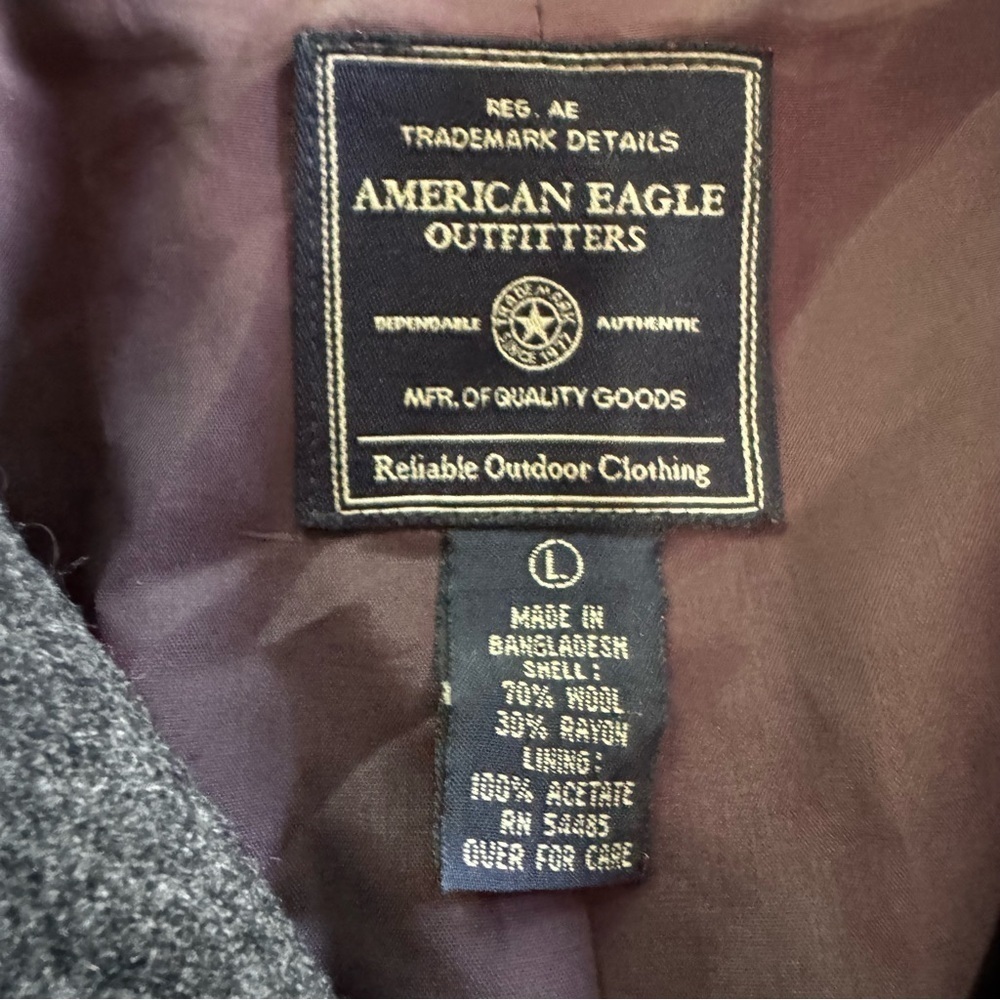 Gray Wool Blend AMERICAN EAGLE OUTFITTERS Button Jacket Multiple Pockets Large - Picture 2 of 14